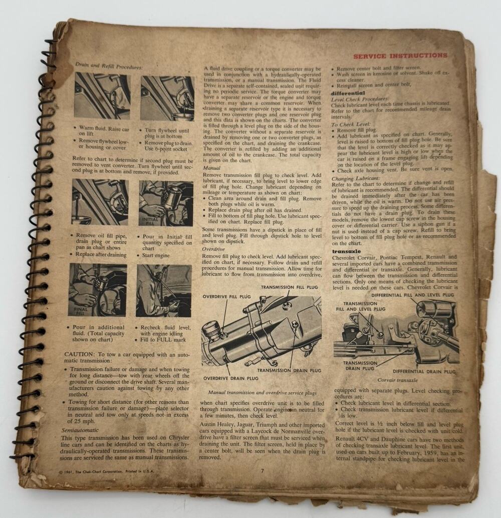 1961 Chek-Chart Spiral Service Manual Imperial Lincoln Intl Trucks Vintage
